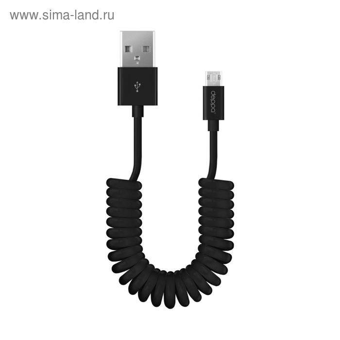 Кабель Deppa (72228) витой micro USB, черный ,2 м - Фото 1