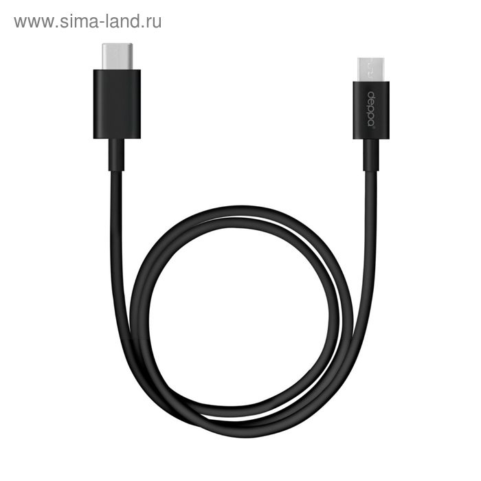 Кабель Deppa (72207) micro USB - Type-C, USB 2.0, 1.2м,  черный - Фото 1