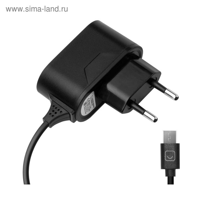 Зарядное устройство Prime Line (2302), micro USB 1000 mA, черное - Фото 1