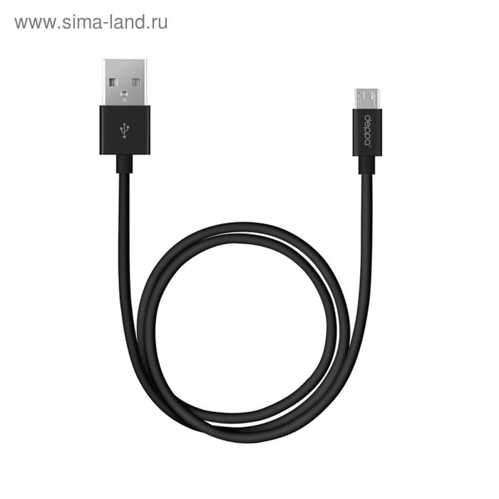 Кабель Deppa (72103) micro USB, черный, 1,2 м - Фото 1