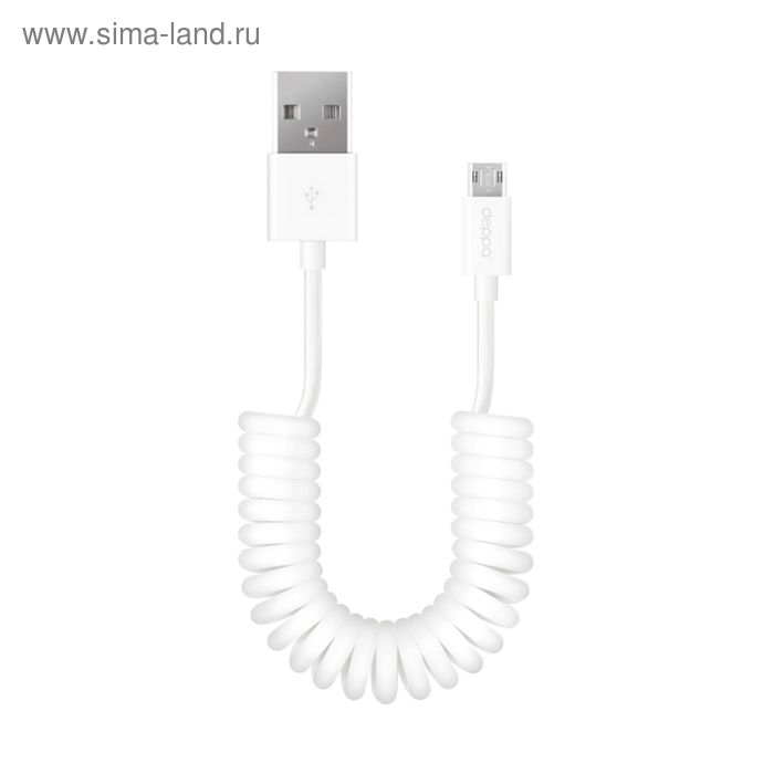 Кабель Deppa (72227) витой micro USB, белый, 2м - Фото 1