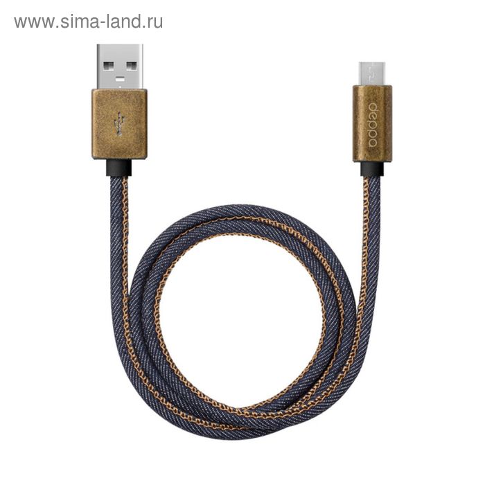 Кабель Deppa (72276) USB - micro USB, синий 1,2 м джинса - Фото 1