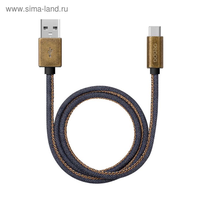 Кабель Deppa (72277) USB-USB Type-C, 1,2м,  джинса, синий - Фото 1