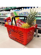 Корзина покупательская пластиковая, 20 л, 2 пластиковые ручки, красная - Фото 3