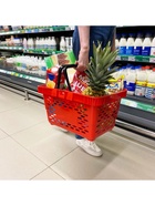 Корзина покупательская пластиковая, 20 л, 2 пластиковые ручки, красная - Фото 4