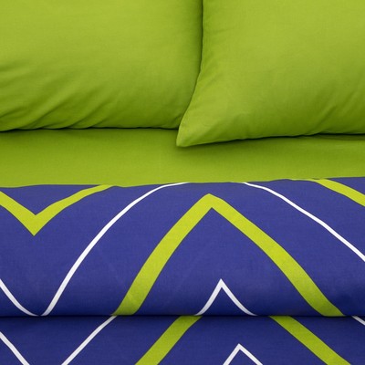 Постельное бельё 2-спальное «Этель. Зелёно-синие зигзаги», поплин