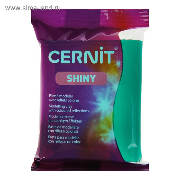 Полимерная глина запекаемая, Cernit Shiny, 56 г, с цветной слюдой, переливающийся, зелёная, №600 - Фото 1