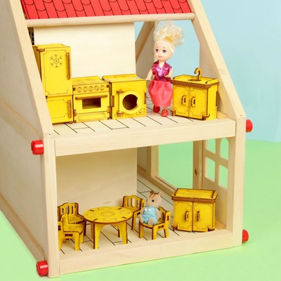 Набор кукольной мебели с гравировкой "Кухня", цвет МИКС