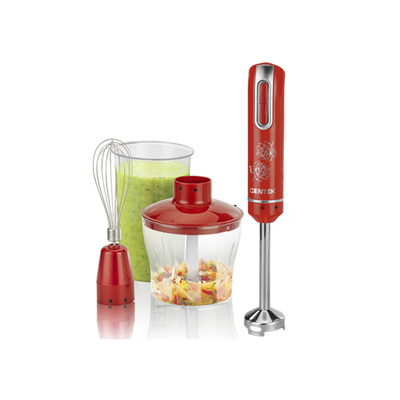 Блендер Centek CT-1339, погружной, 800 Вт, 0.5/0.8 л, 2 скорости, режим "Турбо", красный