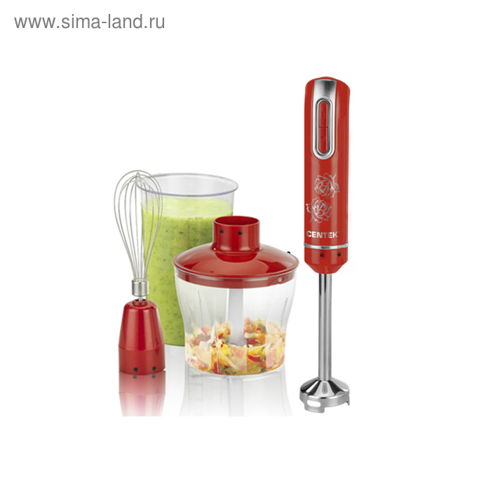 Блендер Centek CT-1339, погружной, 800 Вт, 0.5/0.8 л, 2 скорости, режим "Турбо", красный - Фото 1
