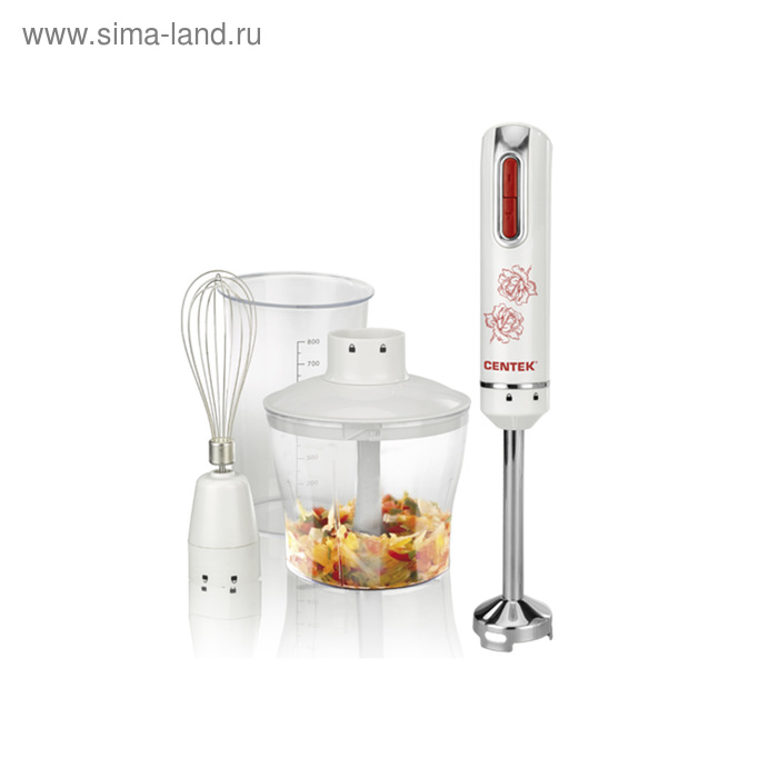 Блендер Centek CT-1339, погружной, 800 Вт, 0.5/0.8 л, 2 скорости, режим турбо, белый - Фото 1