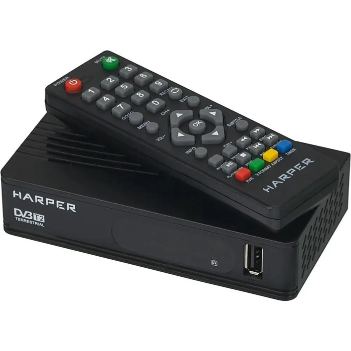 Приставка для цифрового Harper HDT2-1202, FullHD, DVB-T2, HDMI, USB, чёрная - Фото 1