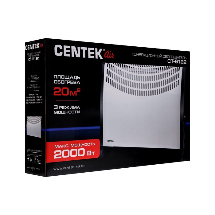Обогреватель Centek CT-6122, конвекторный, 2000 Вт, 20 м² - фото 51755383 Обогреватель Centek CT-6122, конвекторный, 2000 Вт, 20 м² - фото 51755383