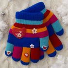 Перчатки детские двуслойные Collorista "Сердце", размер 16 (р-р произв. 8), цвет синий - Фото 1