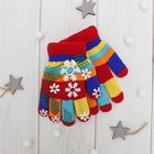 Перчатки детские двуслойные Collorista "Снежинки", размер 16 (р-р произв. 8), цвет красный - Фото 1