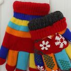 Перчатки детские двуслойные Collorista "Снежинки", размер 16 (р-р произв. 8), цвет красный - Фото 3