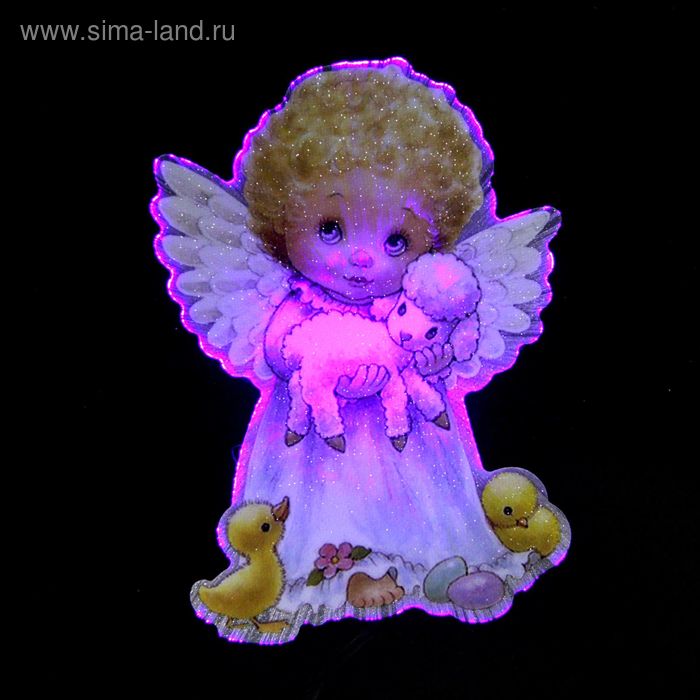 Сувенир световой пластик "Ангелочек с барашком" 15х10,5х3,5 см - Фото 1