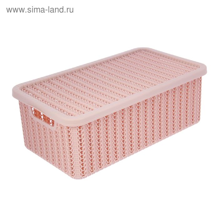 Корзина для хранения с крышкой «Вязание», 6 л, 35×20×13 см, цвет розовый - Фото 1