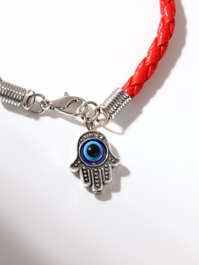 Браслет-оберег «Красная нить» процветание и защита, синий в чернёном серебре, d=9 см - Фото 1