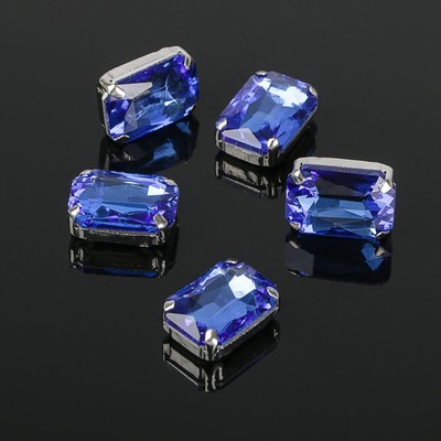 Стразы в цапах без отверстий (набор 5шт), 10*14мм, цвет синий в серебре