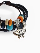 Браслет кожа «Бабочка» с бусинами, 3 нити, цветной, d=5 см - Фото 3