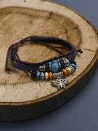 Браслет кожа «Бабочка» с бусинами, 3 нити, цветной, d=5 см - Фото 2