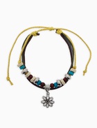 Браслет кожа «Цветок» с бусинами, 3 нити, цветной, d=5 см - Фото 1