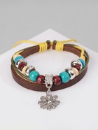 Браслет кожа «Цветок» с бусинами, 3 нити, цветной, d=5 см - Фото 8