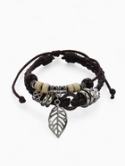 Браслет кожа «Лист» резной, 2 нити, цвет бело-коричневый, d=5 см 2298202