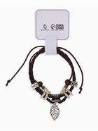 Браслет кожа «Лист» резной, 2 нити, цвет бело-коричневый, d=5 см 2298202