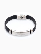 Браслет со стальной вставкой «Унисекс. Стиль», L=22 см, чёрный с серебром - Фото 1
