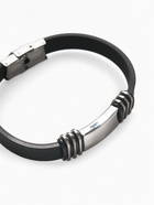 Браслет унисекс «Стиль» прямоугольник с тройными вставками, цвет чёрный с серебром, 23 см - Фото 1