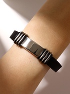 Браслет унисекс «Стиль» прямоугольник с тройными вставками, цвет чёрный с серебром, 23 см - Фото 5