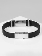 Браслет унисекс «Стиль» прямоугольник с тройными вставками, цвет чёрный с серебром, 23 см - Фото 6