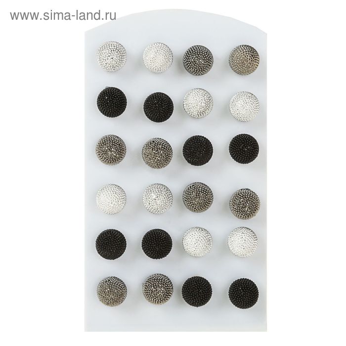 Пусеты 12 пар «Стальные», сердечки, цвет МИКС - Фото 1