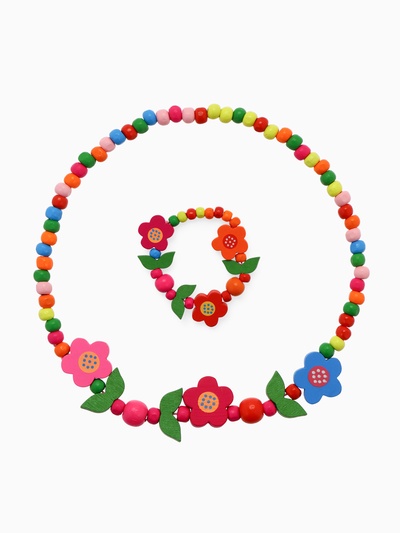 Набор детских украшений Выбражулька «Цветочное настроение», 2 предмета: бусы, браслет d=6 см МИКС