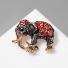 Брошь «Слон индийский», цвет красно-серый в золоте - Фото 5