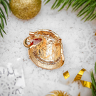 Брошь новогодняя "Рождественская сказка" колпак Санта Клауса, цвет красно-белый в золоте - Фото 2