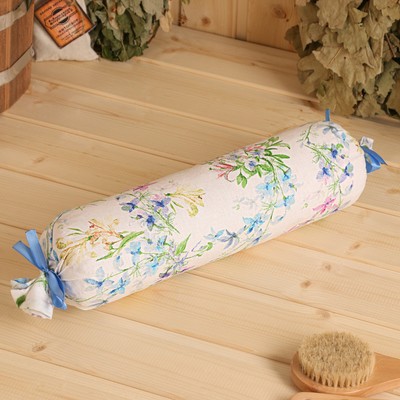 Валик «Цветочный» для бани и сауны, стружка можжевельника, тик