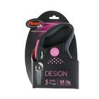 Рулетка Flexi Design M (до 25 кг) 5 м лента, черная/розовый горошек - Фото 2