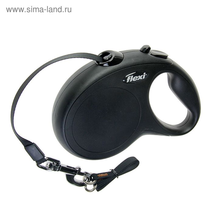 Рулетка Flexi New Classic L, лента 5 м, до 50 кг, чёрная - Фото 1