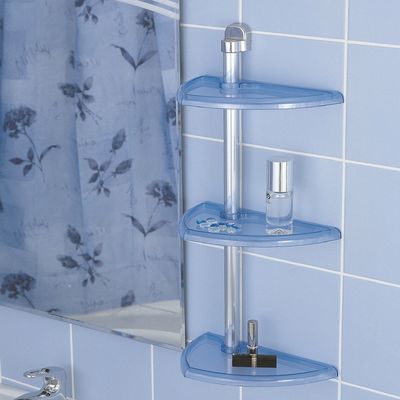 Полка для ванной настенная, 3 яруса, цвет прозрачно-голубой