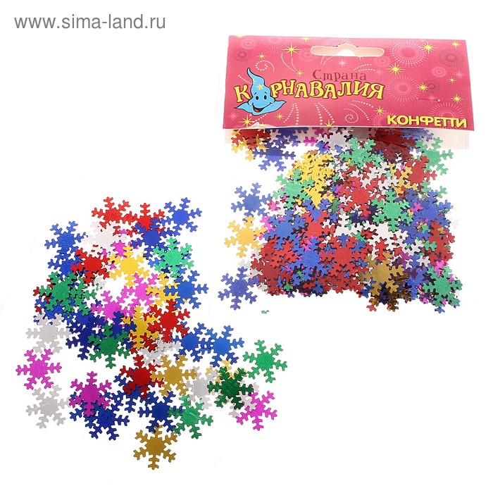 Карнавальное конфетти "Снежинка" с блеском - Фото 1