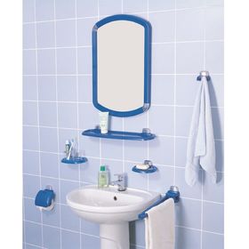 Комплект навесных аксессуаров для ванной и туалета, 7 предметов, цвет голубой