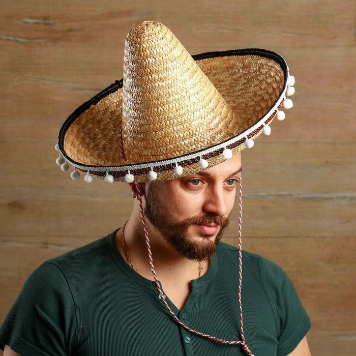 Карнавальная шляпа «Сомбреро», солома, р-р. 56-58 - Фото 1