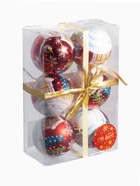 Ёлочные игрушки «Домик», шары новогодние, d=7 см, набор 6 шт., красный - фото 52533682