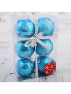 Ёлочные игрушки «Снегопад», шары новогодние, набор 6 шт., d=7 см, голубой - Фото 4