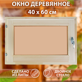 Окно, 40×60см, однокамерный стеклопакет, тонированное, из липы