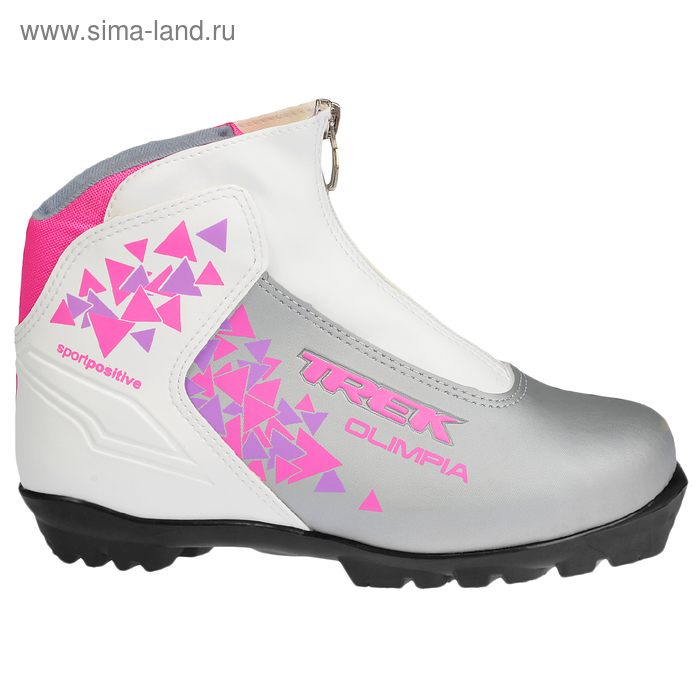 Ботинки лыжные TREK Olimpia Comfort NNN ИК, цвет серебро, лого розовый, размер 39 - Фото 1