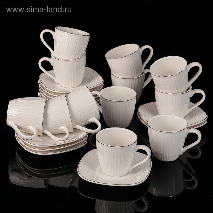 Сервиз керамический кофейный Доляна «Бланш», 24 предмета: 12 чашек 80 мл, 12 блюдец - Фото 1